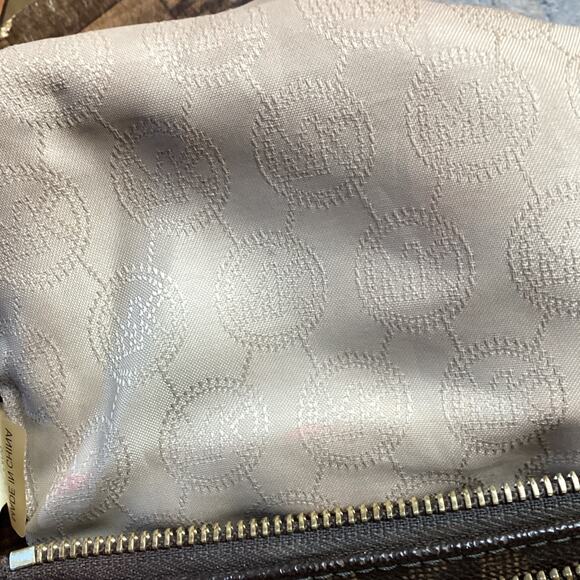 Michael Kors Fulton Messenger Crossbody Purse - Brown and Gold Pebble Leather - Picture 8 of 14